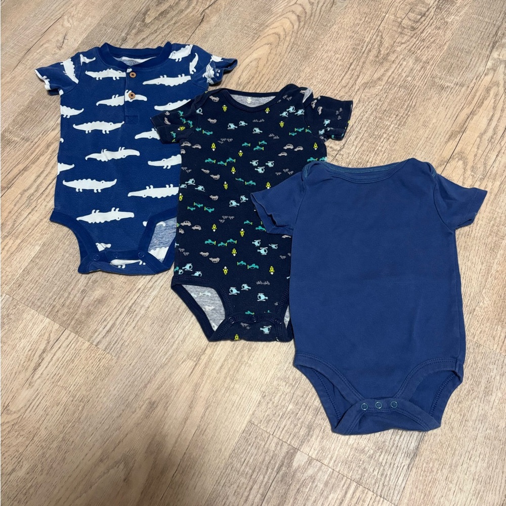 Navy Blue and Patterned Kids One Pieces - Picture 1 of 2